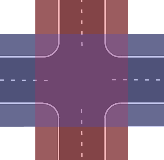 границы пересечения дорог